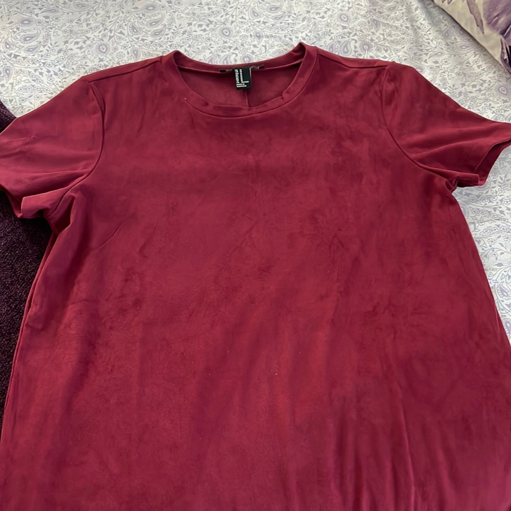 Maroon Suede tshirt dress